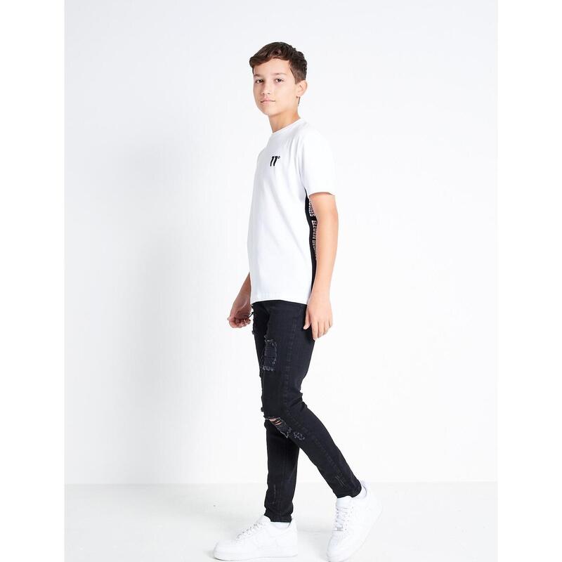 Camiseta Jr TEXT PANEL CUT AND SEW - White/Black