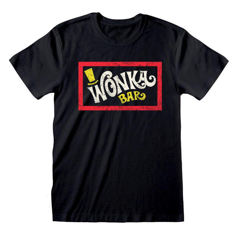 Camiseta de Manga Corta Unisex Willy Wonka Wonka Bar Negro