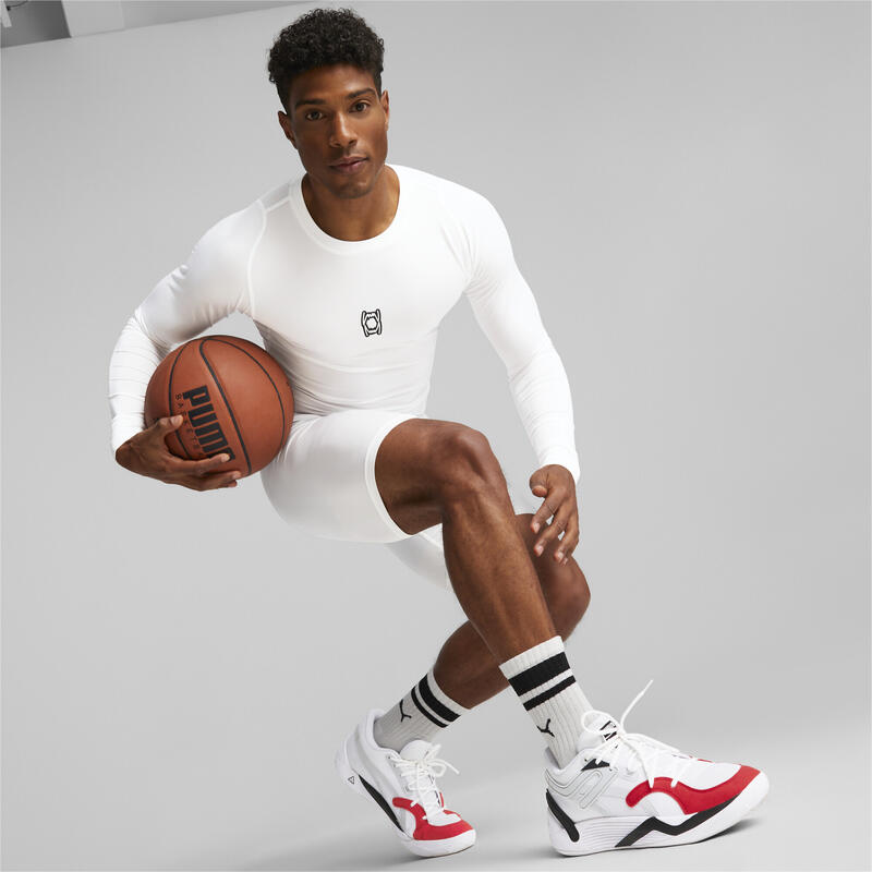 Maglietta a maniche lunghe da basket Media Day da uomo PUMA White