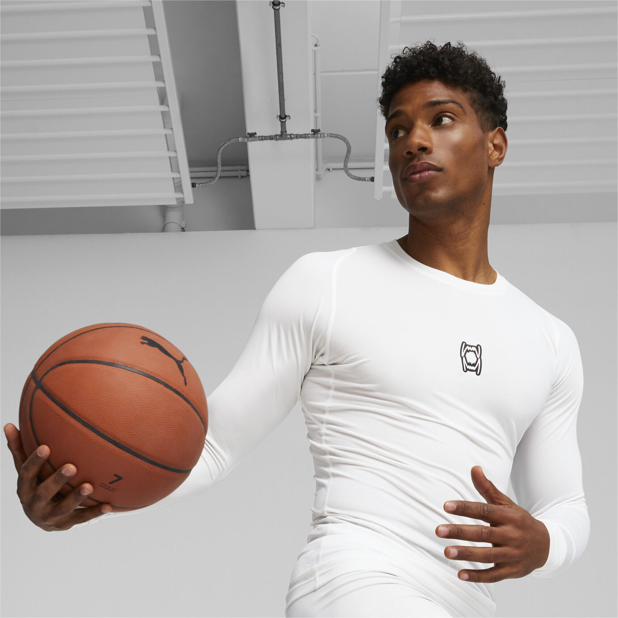 T-shirt de basketball à manches longues Hoops Team Homme PUMA White 3/7
