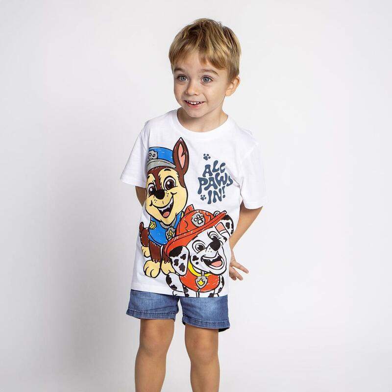 Camiseta de Manga Corta Infantil The Paw Patrol Blanco