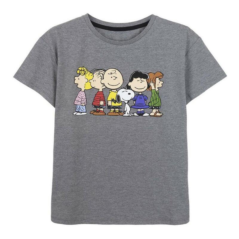 Camiseta de Manga Corta Mujer Snoopy Gris