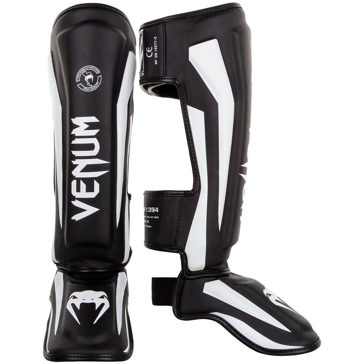 Venum Elite Standup Shinguards  - Black/White 4/4