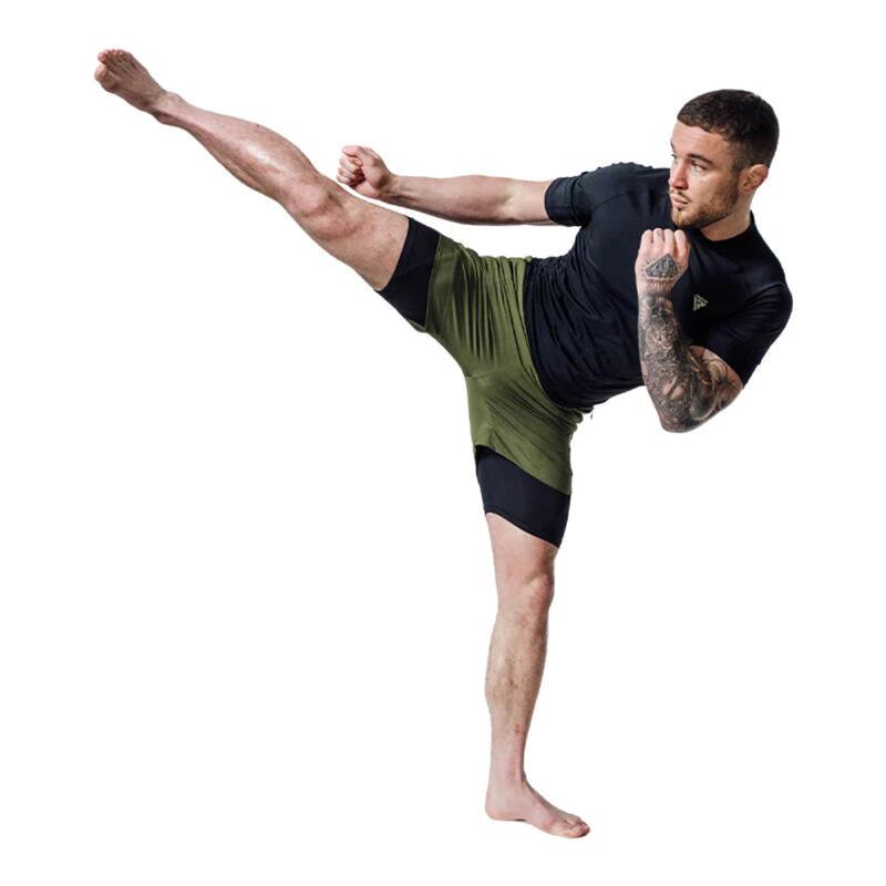 Șort MMA T16 2-în-1, Verde/Negru, M