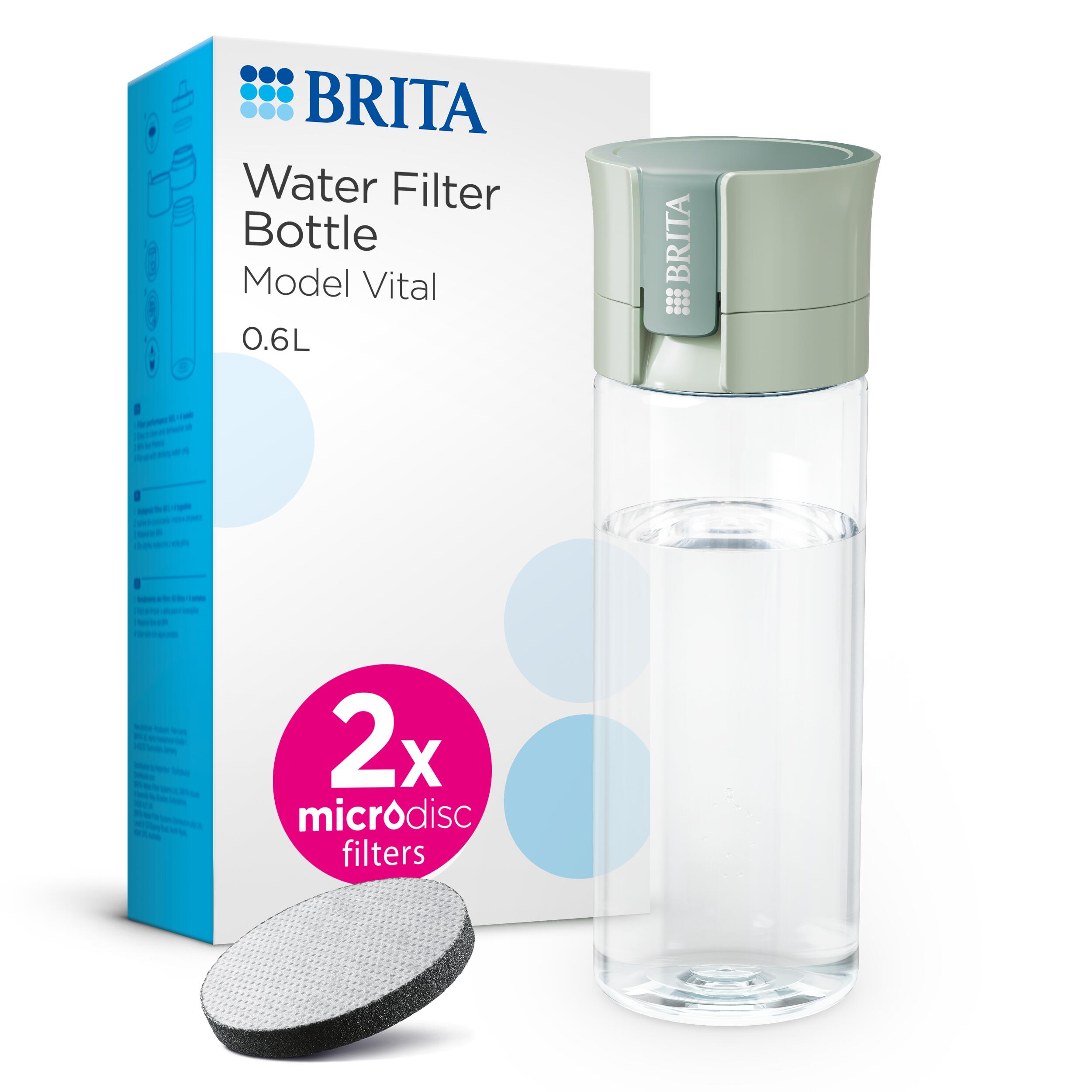 BRITA Brita VITAL Drinkfles 0,6L Lichtgroen - Inclusief 2 MicroDisc Filters, BPA-vrij