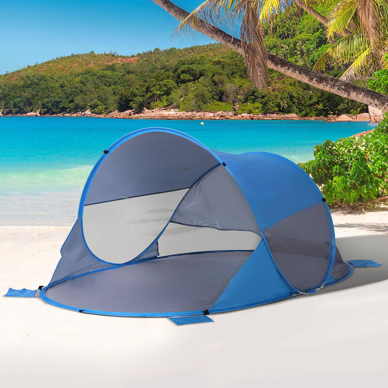 Tenda de praia 200x120x90 cm azul Outsunny