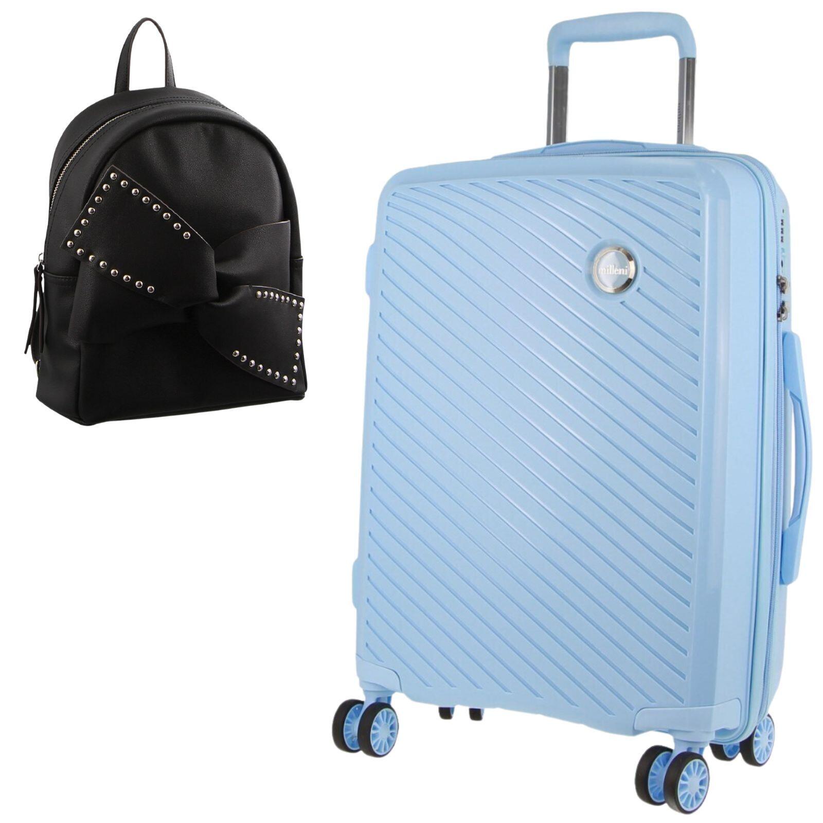 Pierre Cardin Inspired Milleni Luggage Bag Large in Blue FREE Milleni Backpack