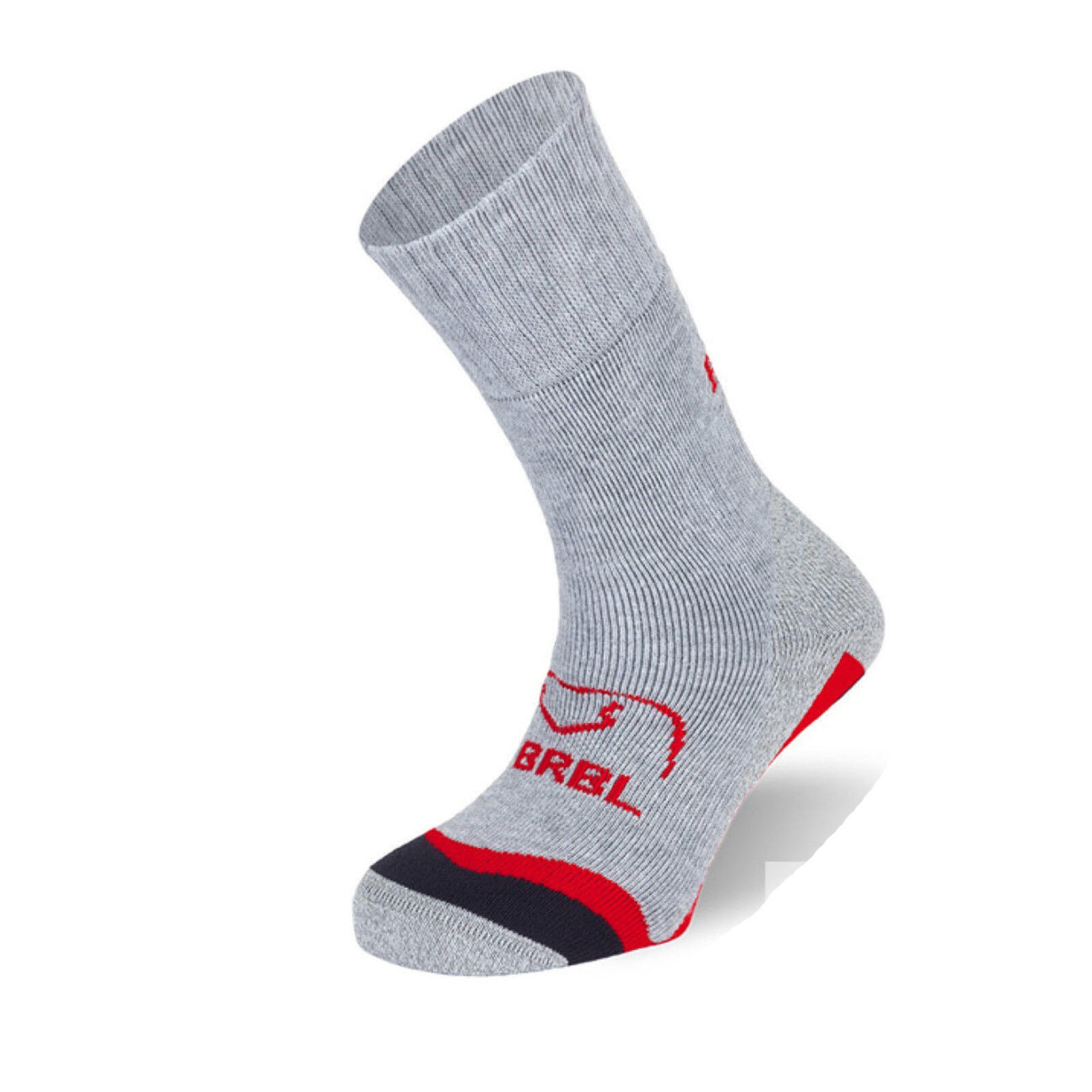 BRBL Urso Ski Trekking Hiking Warm Socks - Light Grey/Red