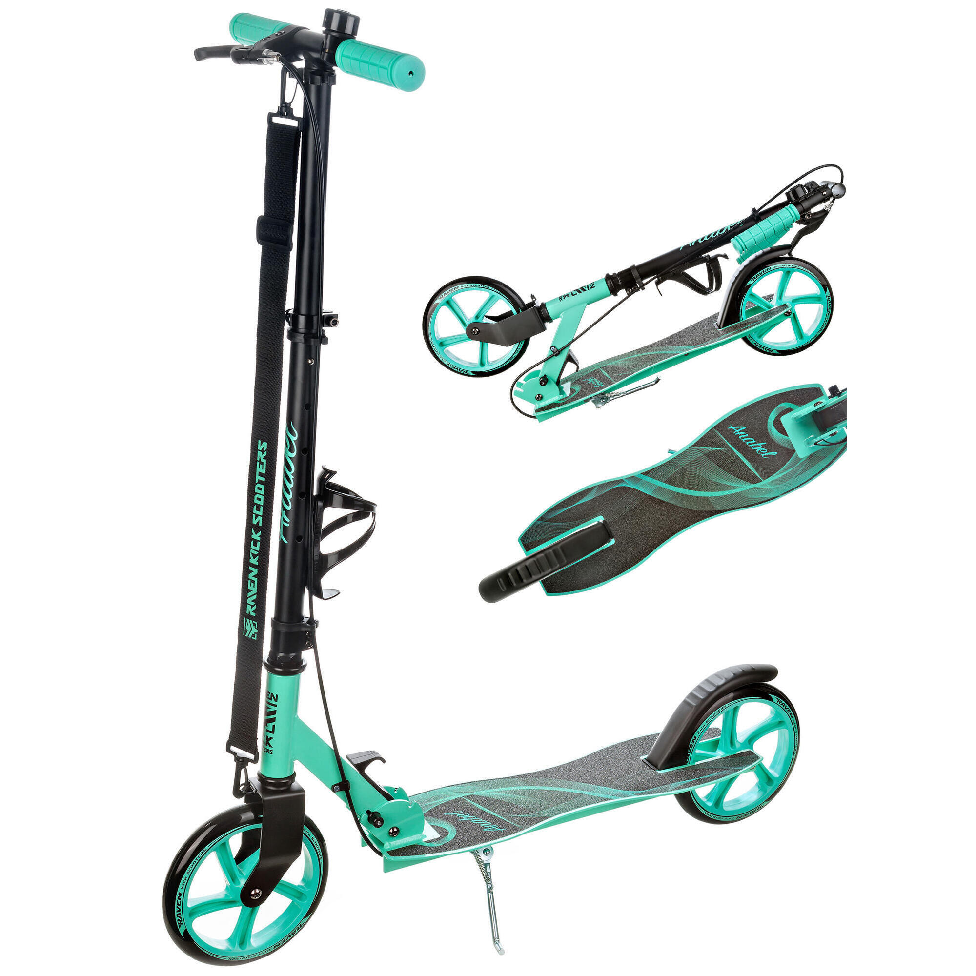 Raven - Trottinette Pliante Anabel Noir/marque Avec Frein 200mm Raven - Trottinette - Noir|vert - Taille Unique - Decathlon