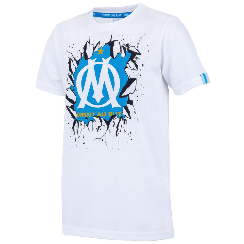 T-shirt OM Officiel “Droit Au But” – 100% Coton, Taille Enfant, Olympique De Marseille