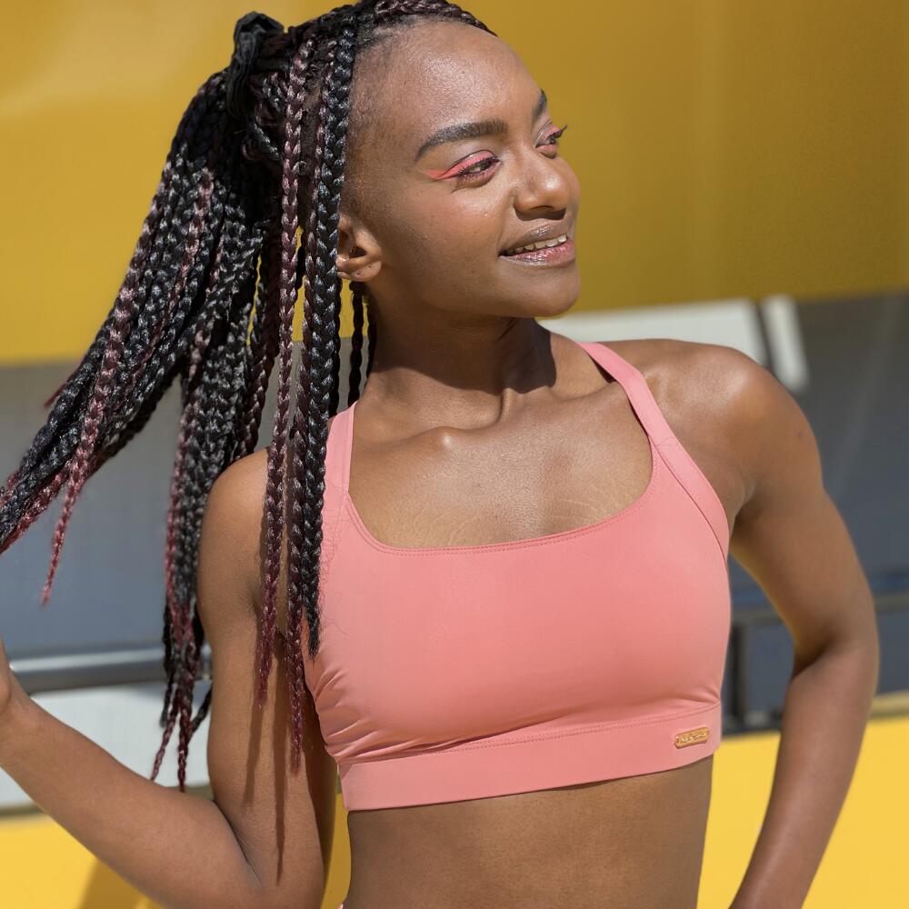 Brassière de sport femme Rose corail 3/7