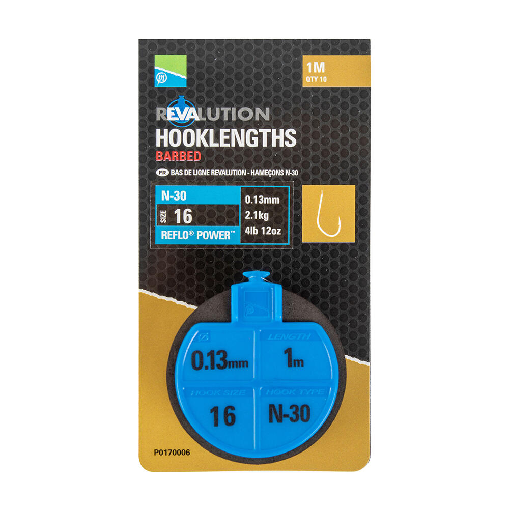 Preston Innovations - Lot De 10 Bas De Ligne Preston Revalution Hooklengths N30 - Ligne Montée - Bleu|noir - 16 - Decathlon