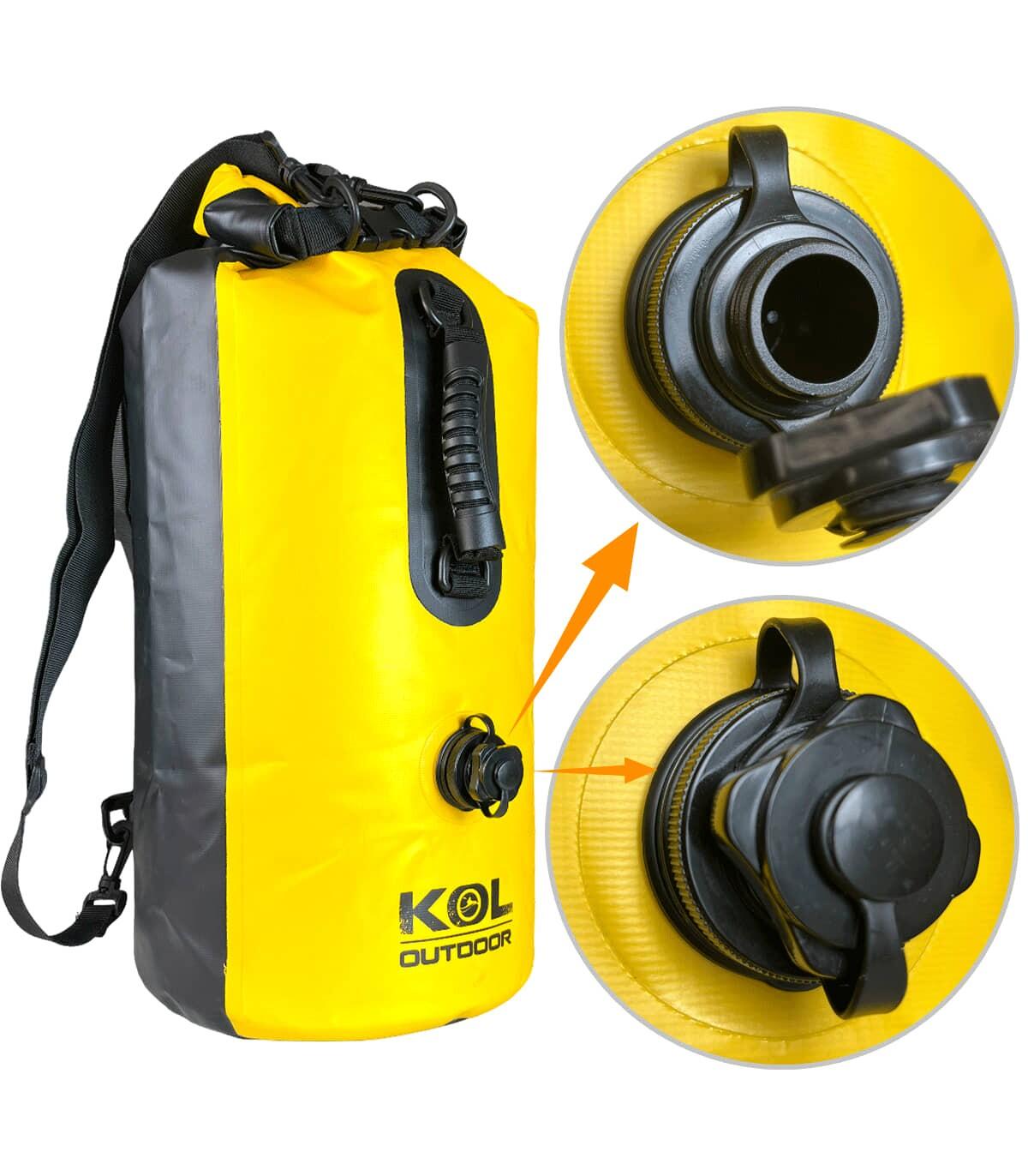 Waterdichte Tas Drybag Snorkelboei 30L Ventiel SUP Kajak Paddle - Geel 4/6