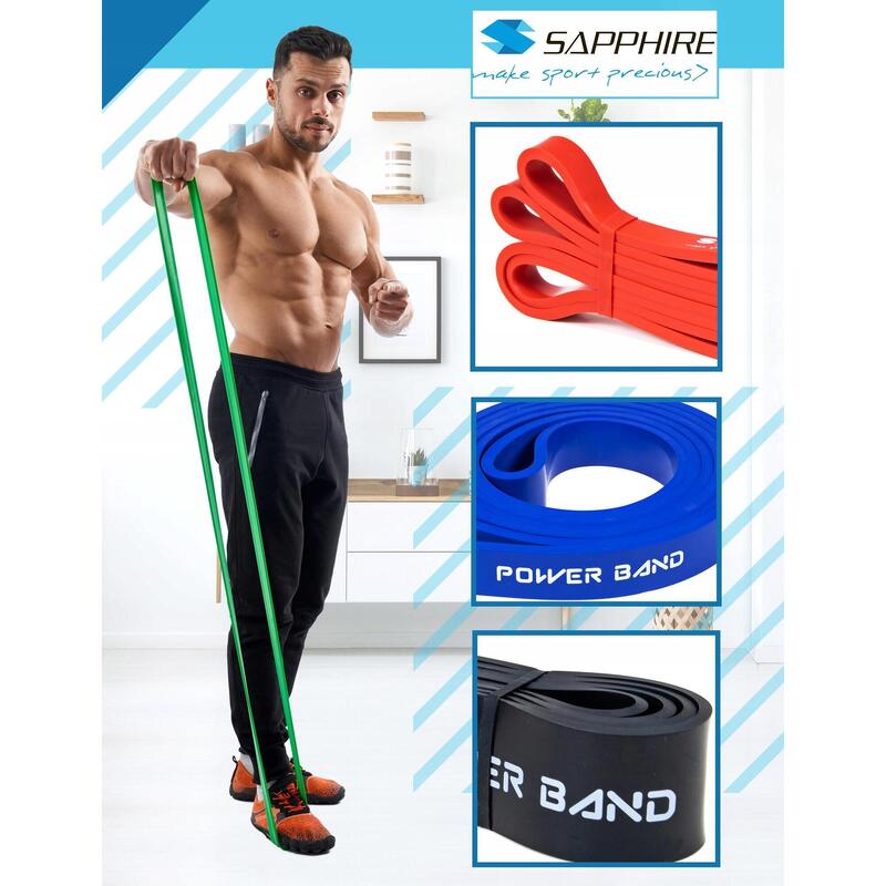 Zestaw gum Sapphire Power Band - 3 sztuki - zaawansowany