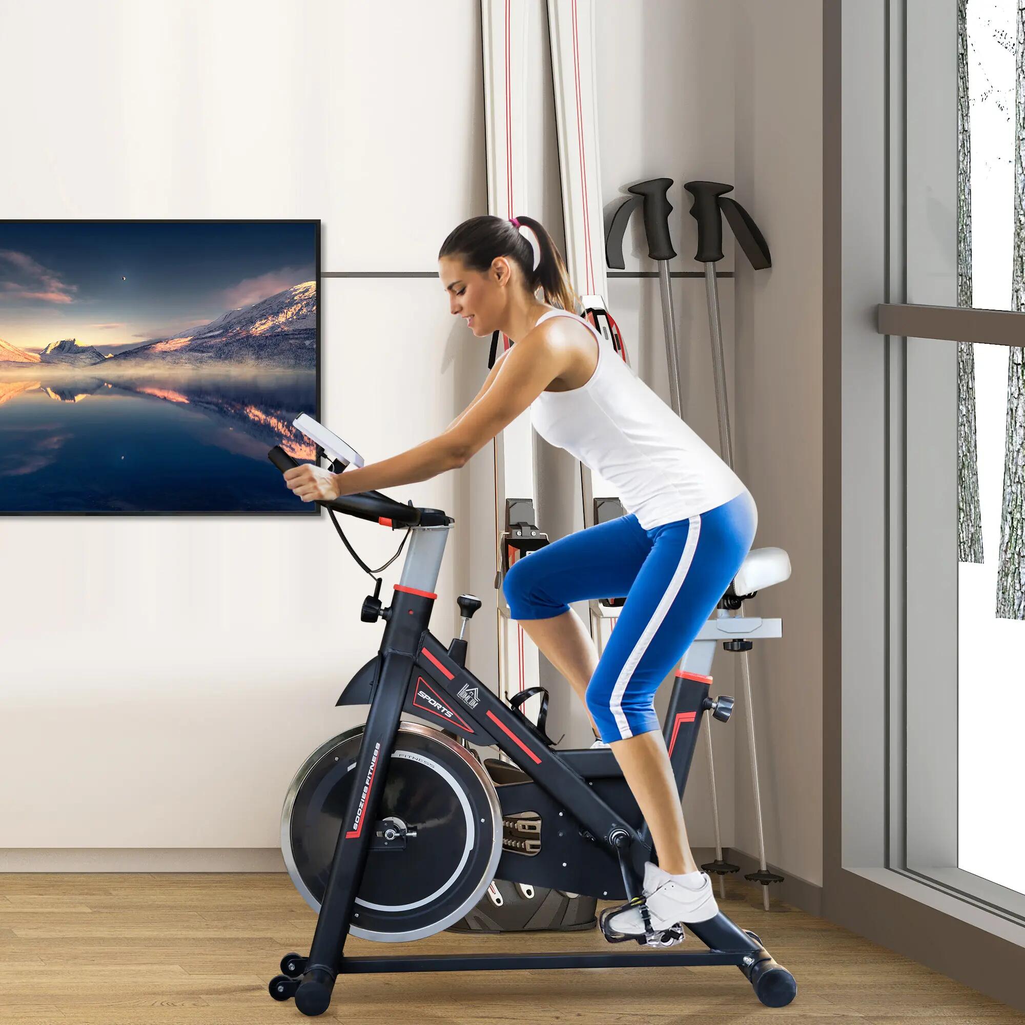 Vélo d'appartement avec volant d'inertie de 8 kg, écran LCD, moniteur de 3/9
