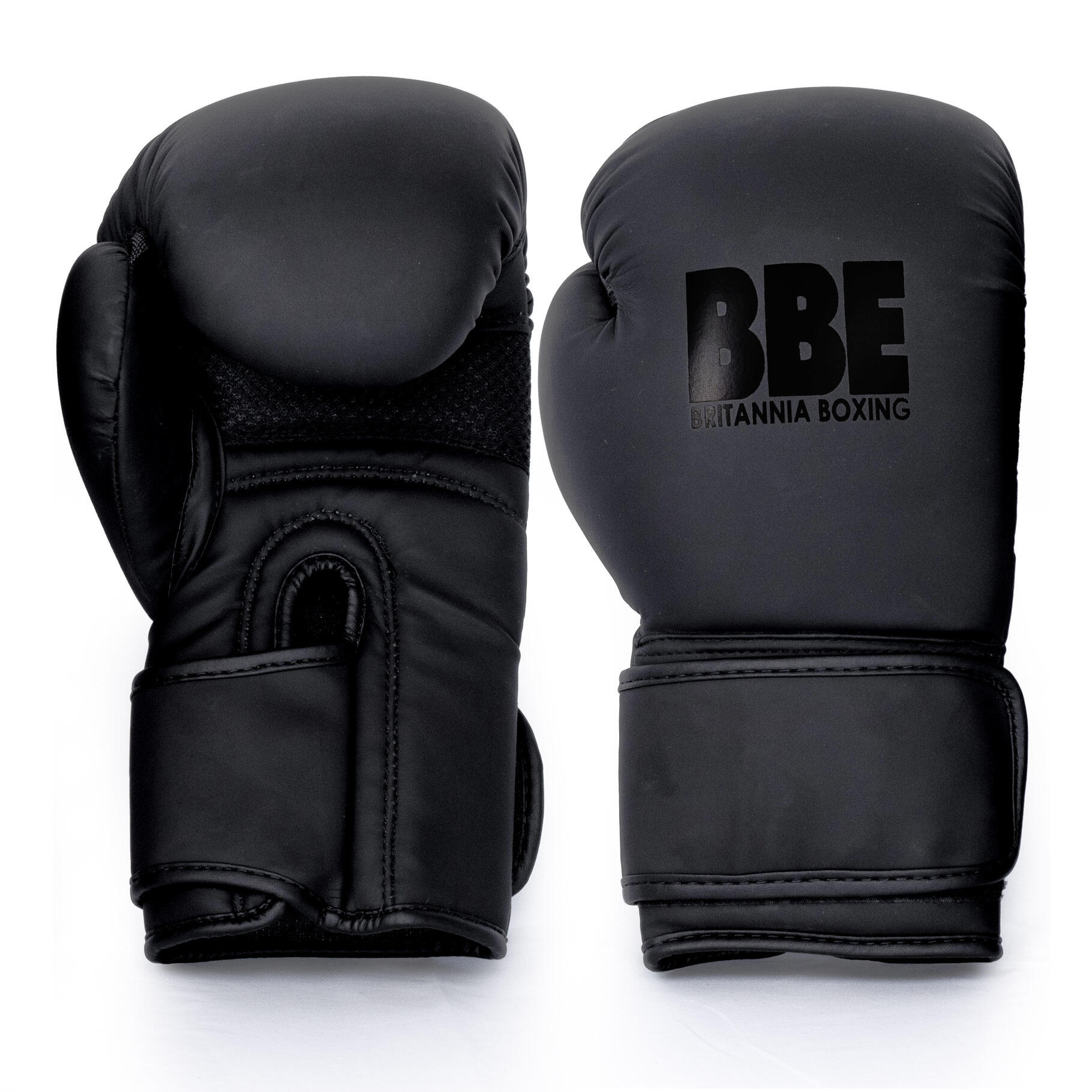BRITANNIA BOXING Matte Black Sparring/Bag Boxing Gloves - 12oz