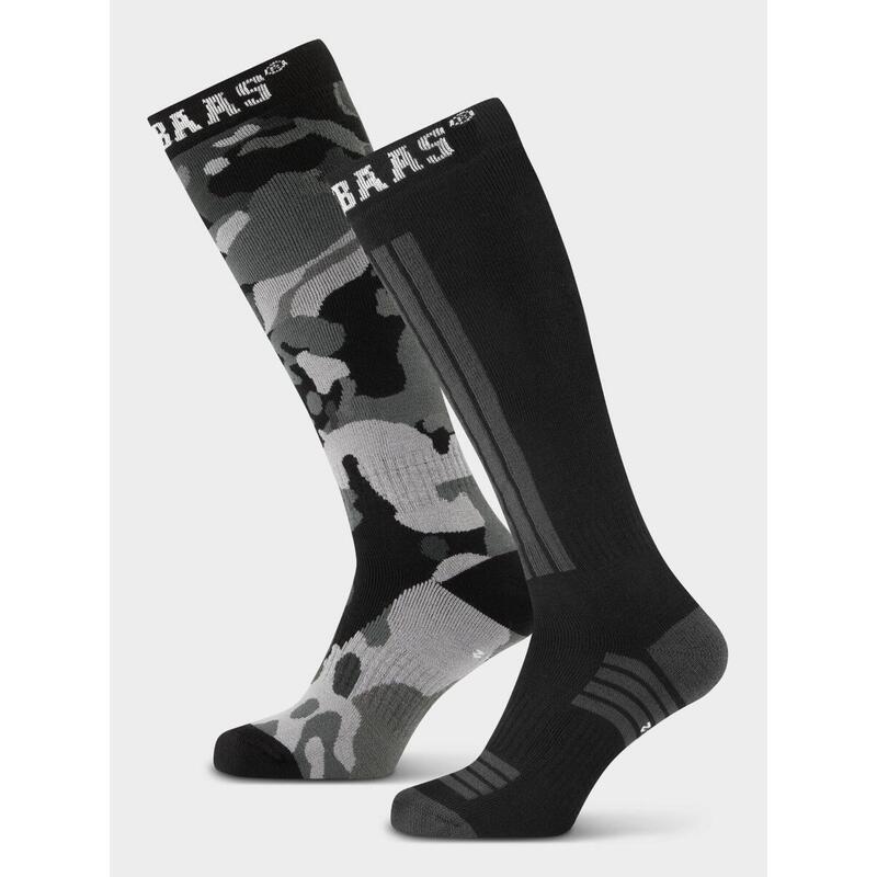 Chaussettes de ski Poederbaas 2-pack Camo Noir