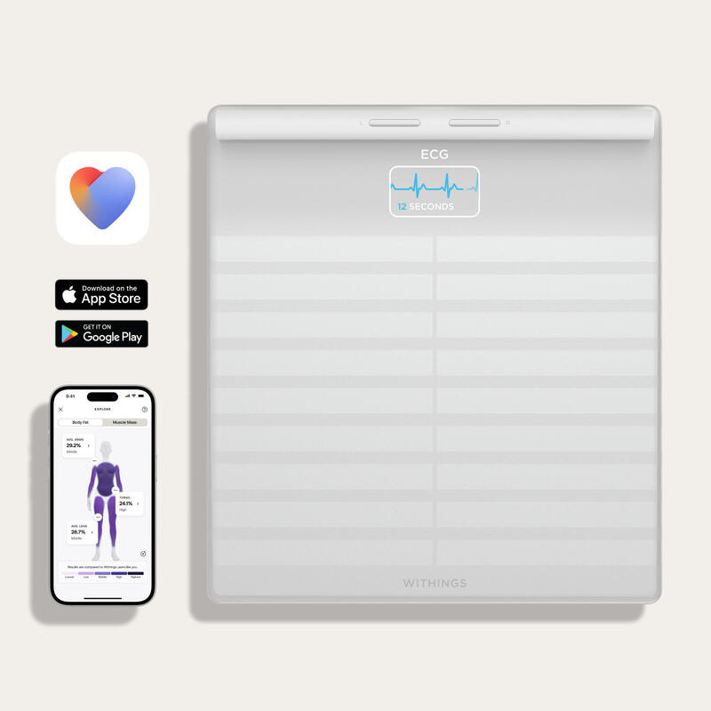 Cantar inteligent Withings Body Scan, Tehnologie Position Control, Alb