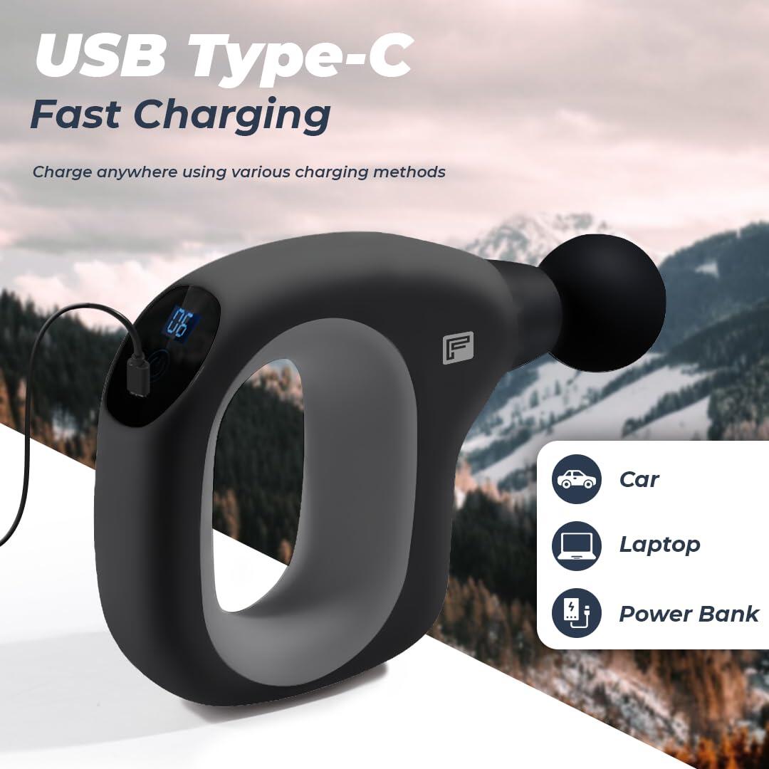 Flexnest Mega Grip Deep Tissue Massage Gun for Full Body Pain Relief of Neck, Shoulder, Back, Foot for Men & Women Up to 1 Year 