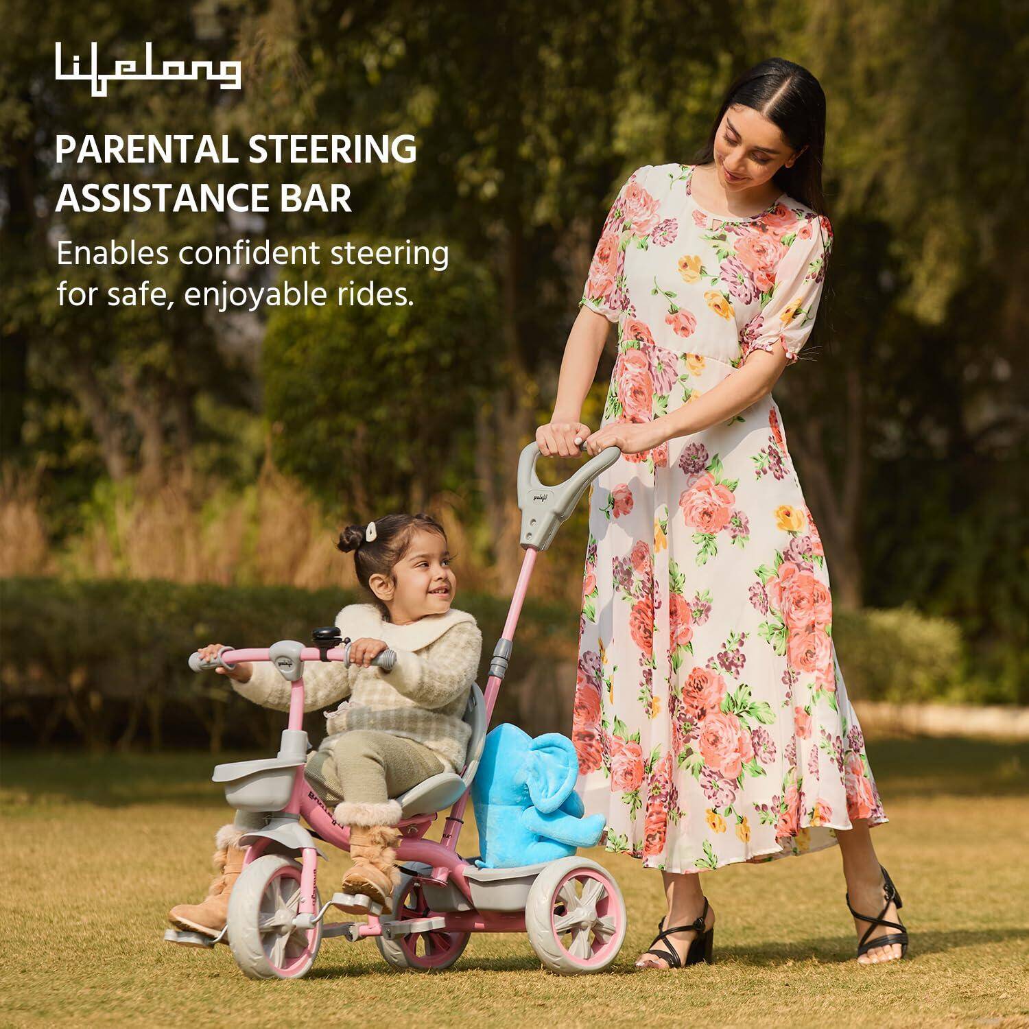 Lifelong LLKPCTC04 Parental Trike - Tricycles for Boy & Girl - Baby Cycle - Bicycle for Kids - Bike with 3 EVA Wheels, Bell & Basket for Toys -  4