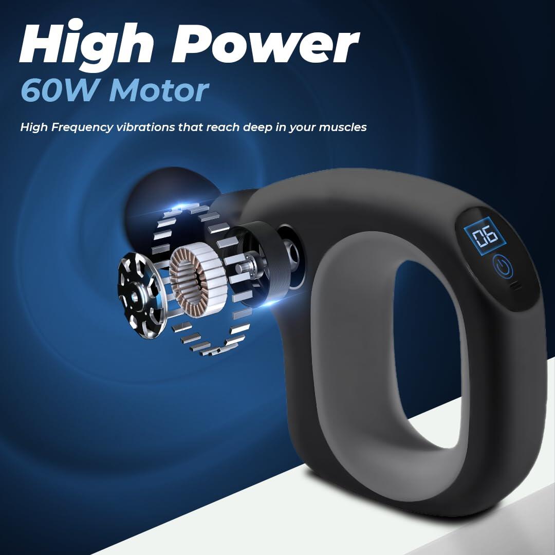 Flexnest Mega Grip Deep Tissue Massage Gun for Full Body Pain Relief of Neck, Shoulder, Back, Foot for Men & Women Up to 1 Year 