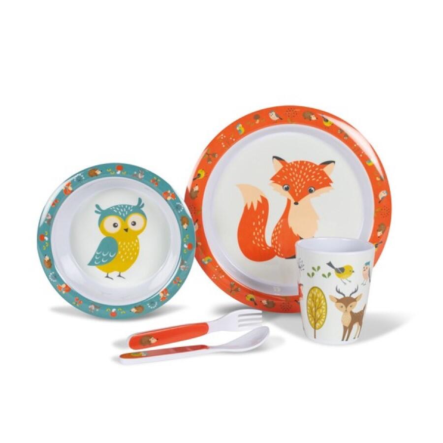 Vajilla de melamina infantil Animales del bosque - 1 Pax (5 piezas) 2/7