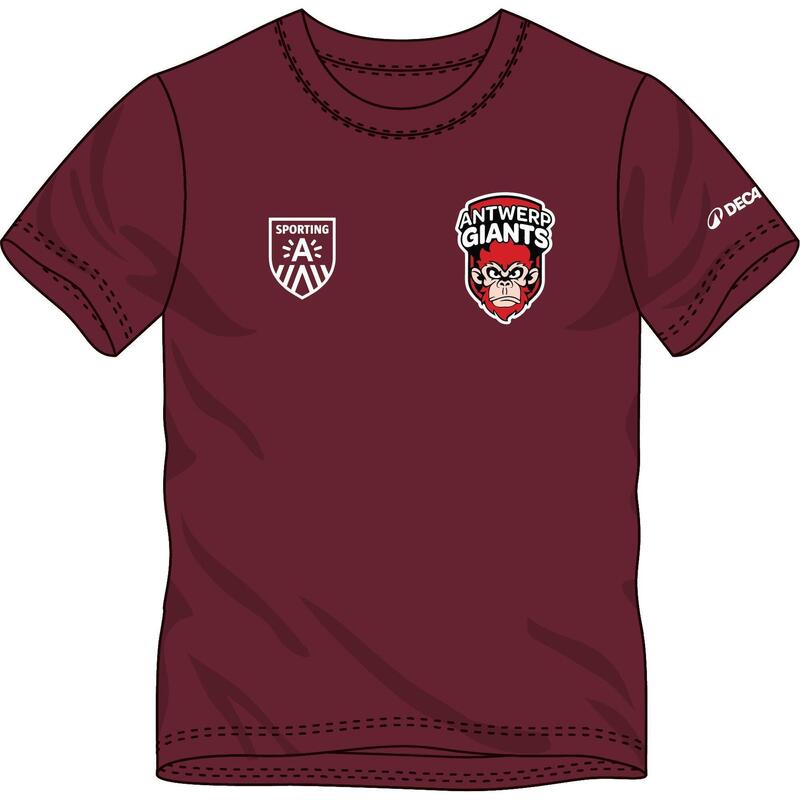 Antwerp Giants t-shirt met korte mouwen bordeaux volwassenen