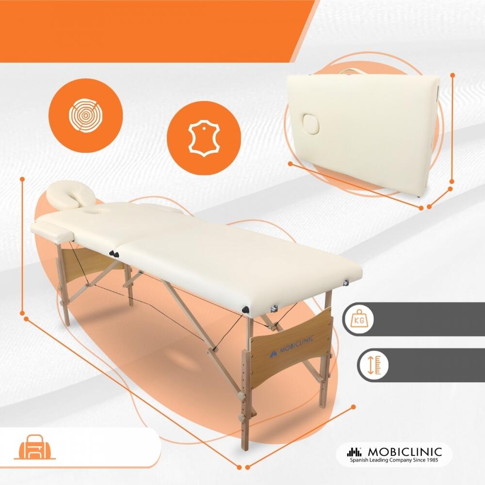 inklapbare massagetafel CM-01 Light 186x60 cm in hoogte verstelbaar Crèmekleurig 2/8