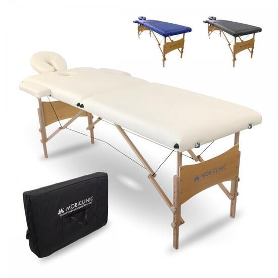 Table de massage Pliante Appui-tête Hauteur réglable Bois Portable 250 kg Crème