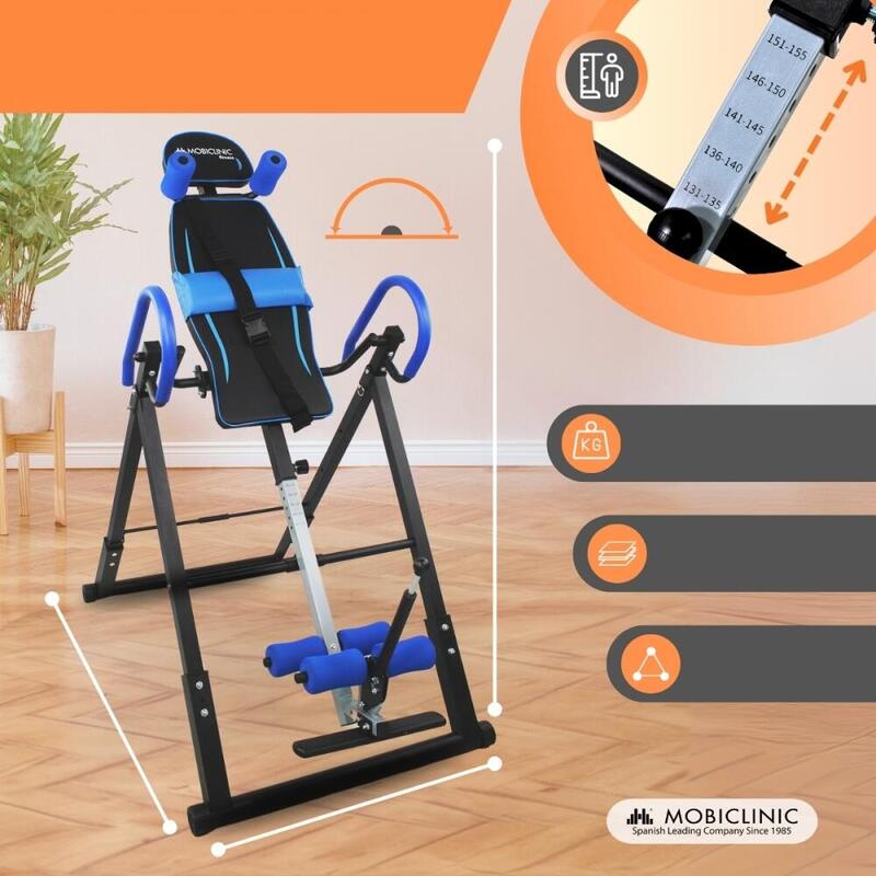 Table d'inversion pliante réglable 131-190cm Max 150kg Inclinaison 180º Acier