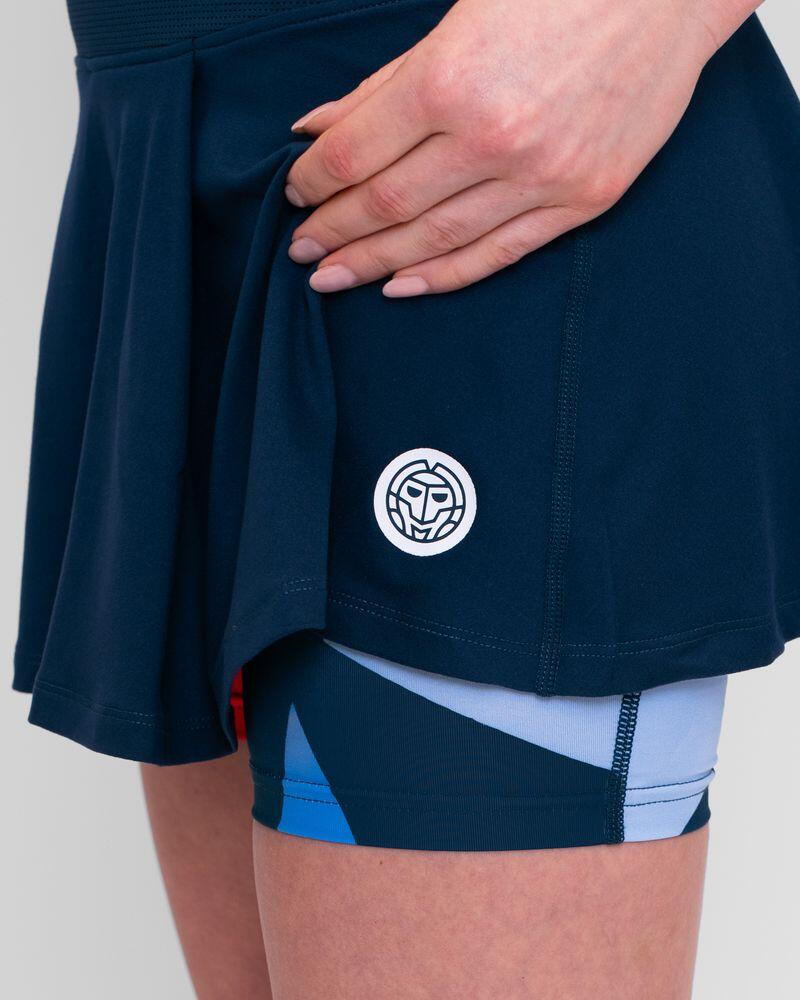 Saia Bidi Badu Nova York Estampada Ondulada Azul Escuro Vermelho 3/5