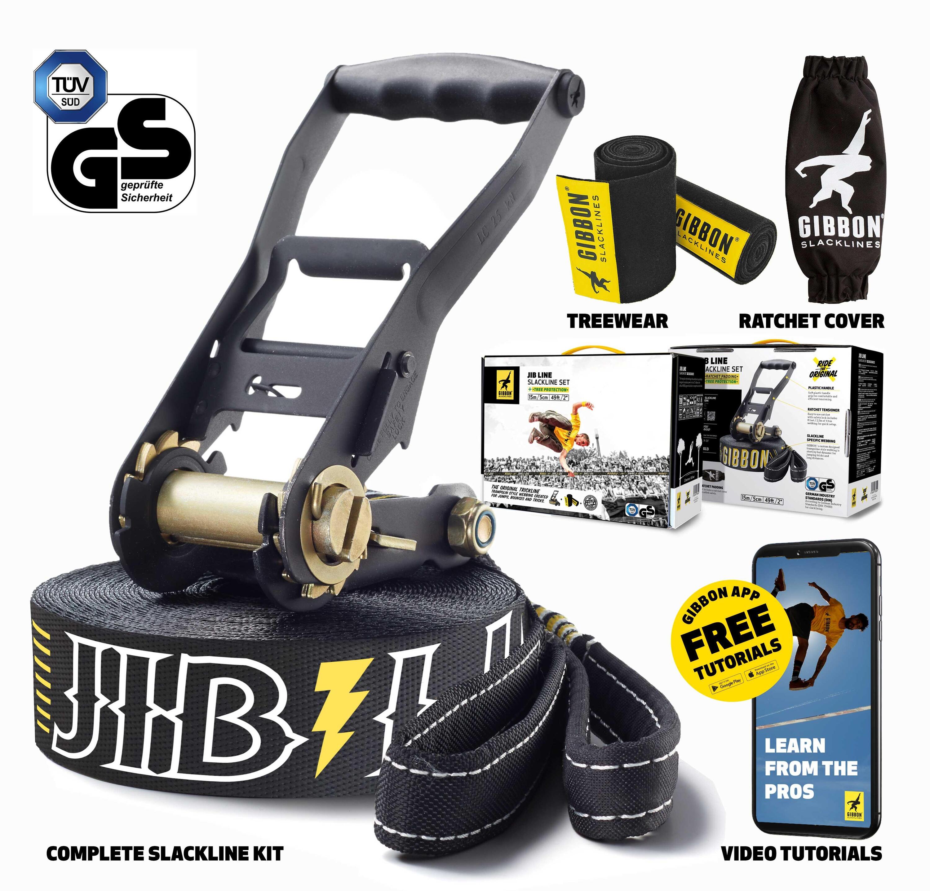 GIBBON Slackline JIBLINE XL met boombescherming - Slacklining - Zwart