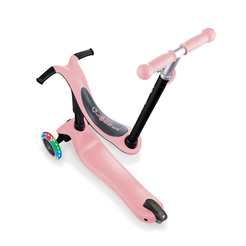 Trotineta Globber Go-Up Sporty, 3 in 1, cu lumini, culoare roz pastel