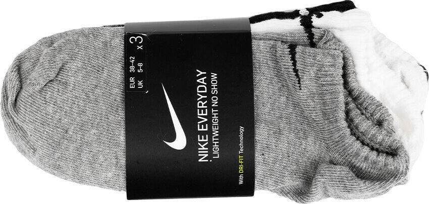 Uniseks Adult Everyday Lightweight Training NoShow Sokken (Wit/Zwart/Grijs) 3/4