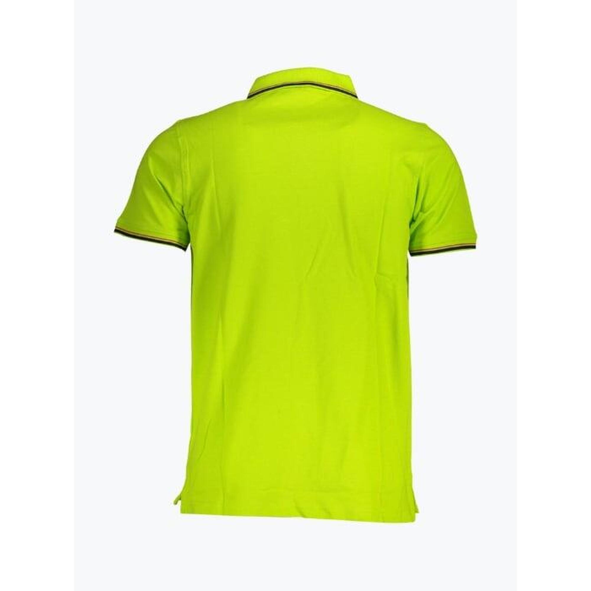 Tricou polo barbati cu logo si detalii contraste, din bumbac, Galben neon