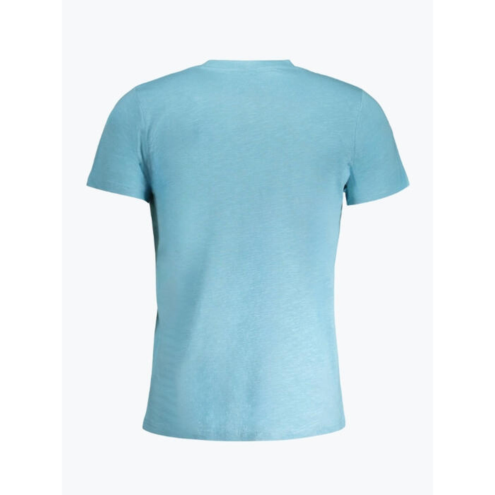 Tricou barbati din bumbac cu decolteu la baza gatului, Azur