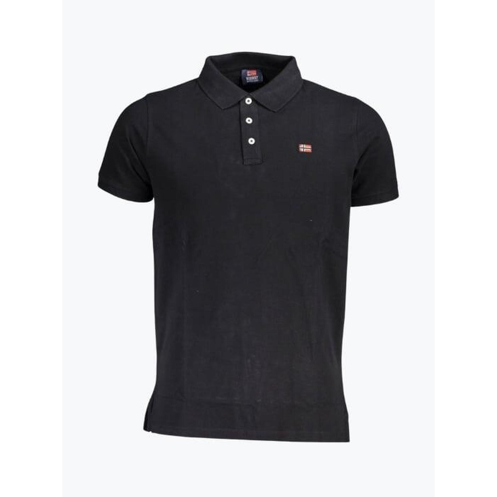 Tricou polo barbati cu logo, din bumbac, Negru