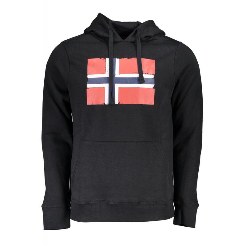 Hanorac barbati cu imprimeu cu logo, Norway, Negru, 2XL