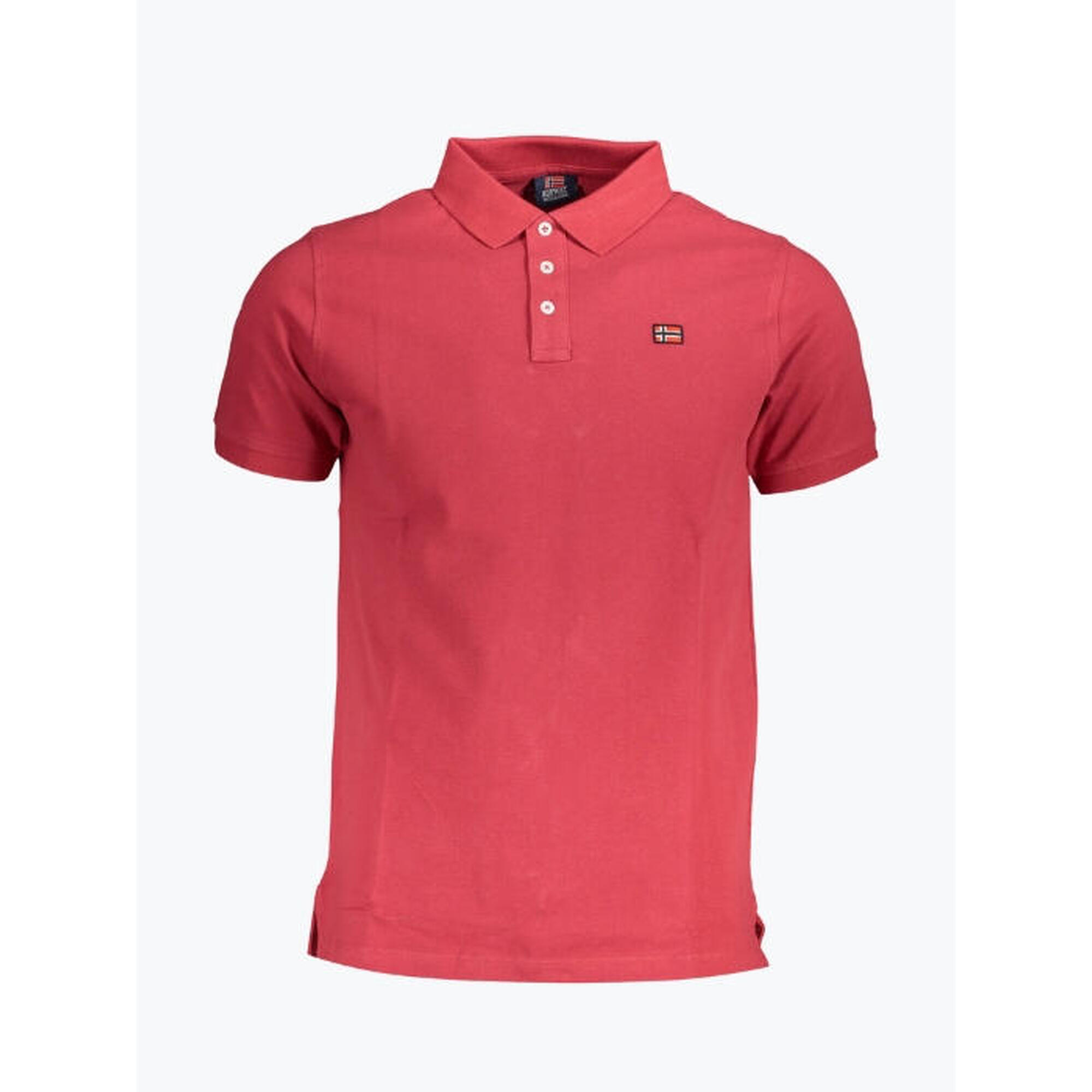 Tricou polo barbati cu logo, din bumbac, Rosu