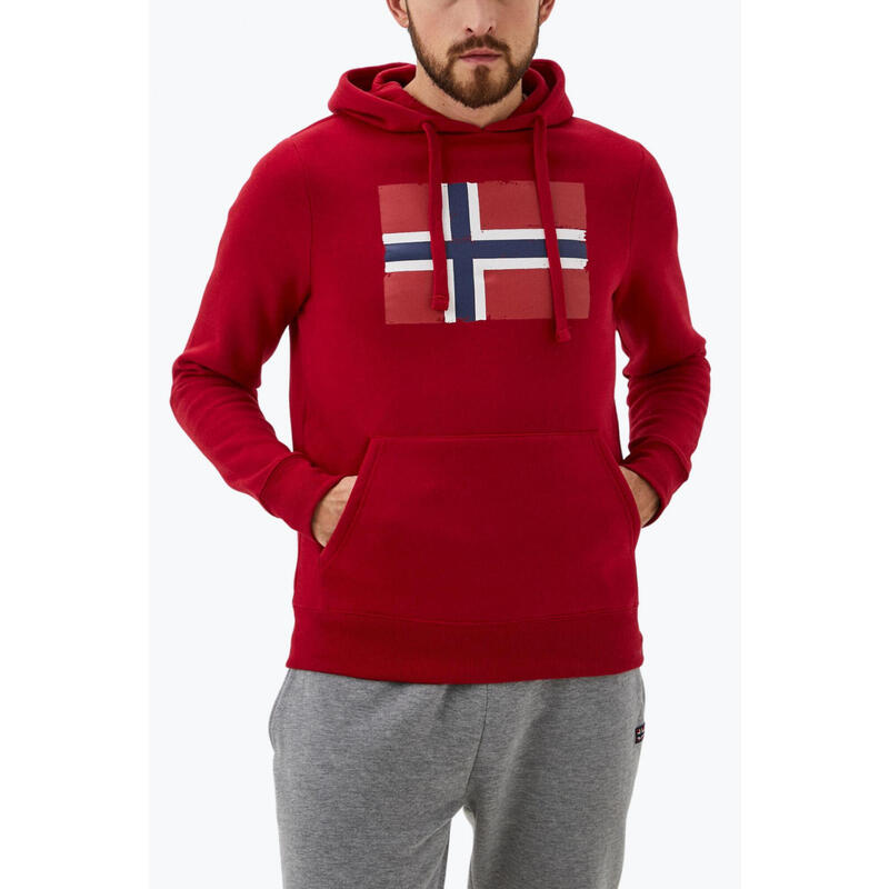 Hanorac barbati cu imprimeu cu logo, Norway, Rosu, XL