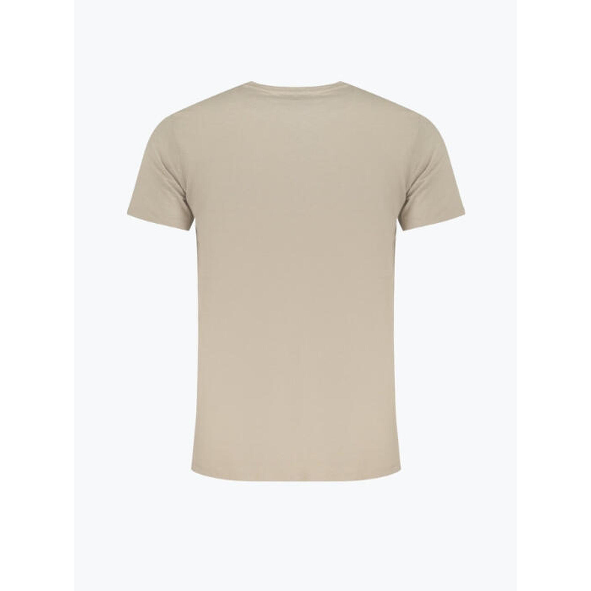 Tricou barbati din bumbac cu decolteu la baza gatului, Bej