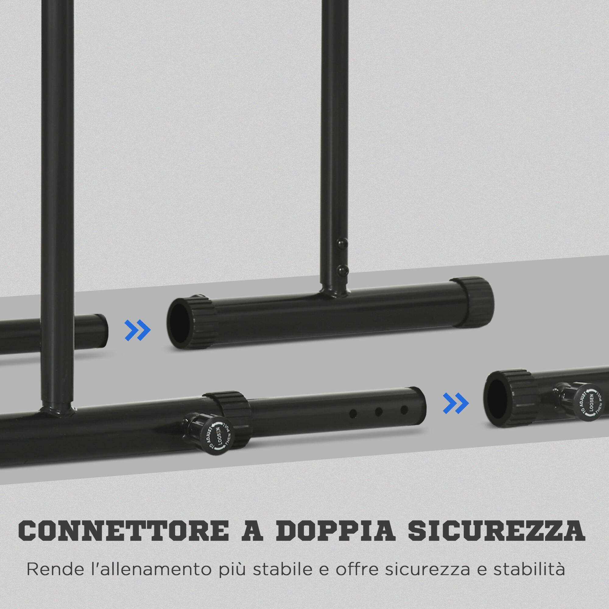 SPORTNOW Barra per Dip in Acciaio Nero Altezza Regolabile 6 Lunghezze 5/7