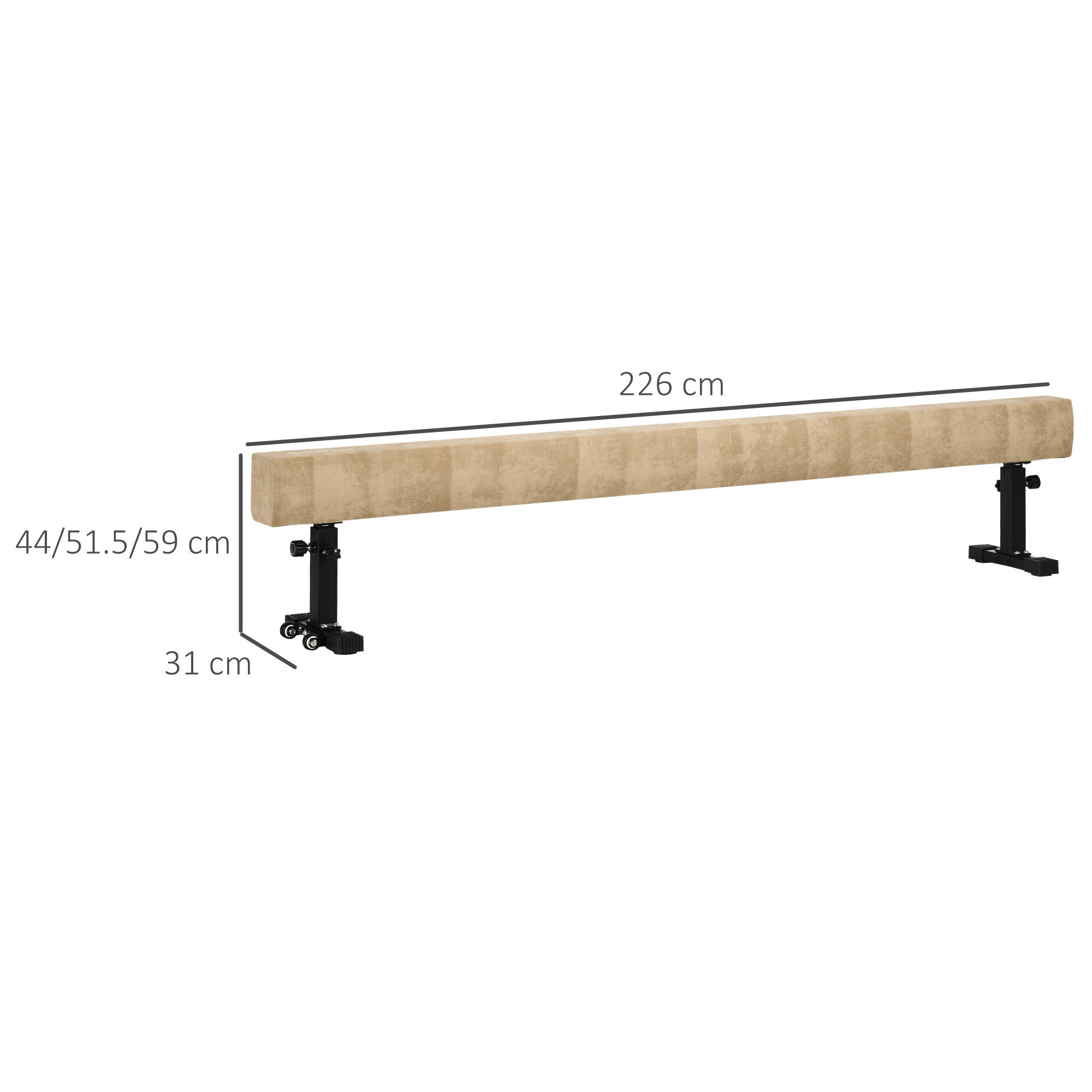 HOMCOM Trave Ginnastica Artistica Altezza Regolabile e Ruote 226x31x59cm 3/8