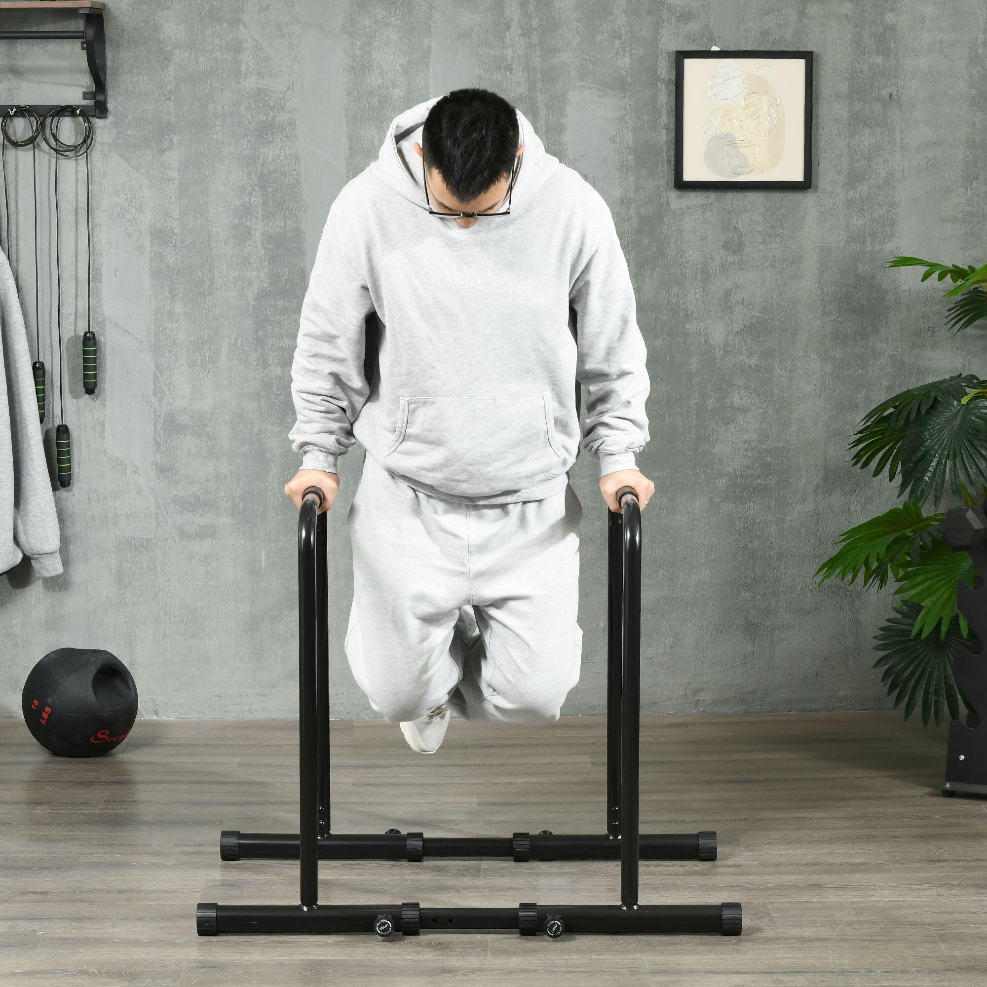 SPORTNOW Barra per Dip in Acciaio Nero Altezza Regolabile 6 Lunghezze 2/7