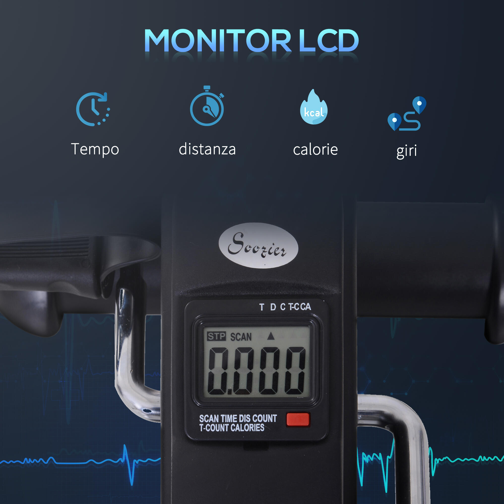 HOMCOM Mini Cyclette Portatile per Gambe e Braccia con LCD Nero 5/8