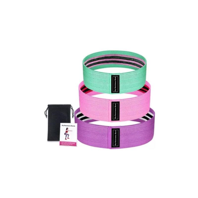 Set 3 benzi elastice cu 3 niveluri de rezistenta, pentru coapse, fese, picioare