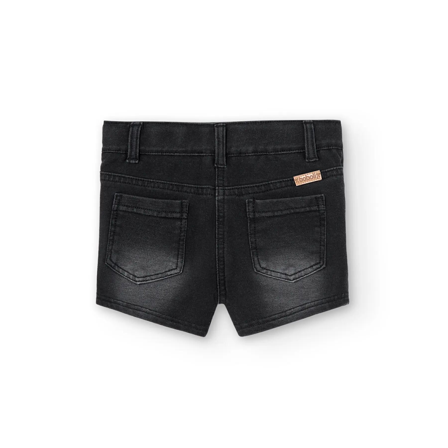 Short de felpa denim para niña negro 2/5