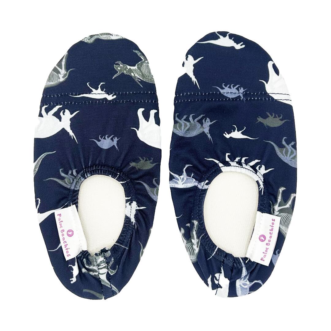 Palm Beachies - Chaussons Intérieur, Plage, Piscine, Aquatique - Pantoufles - Enfant - Dinosaure - Aquashoes - Blanc|bleu|gris - Decathlon