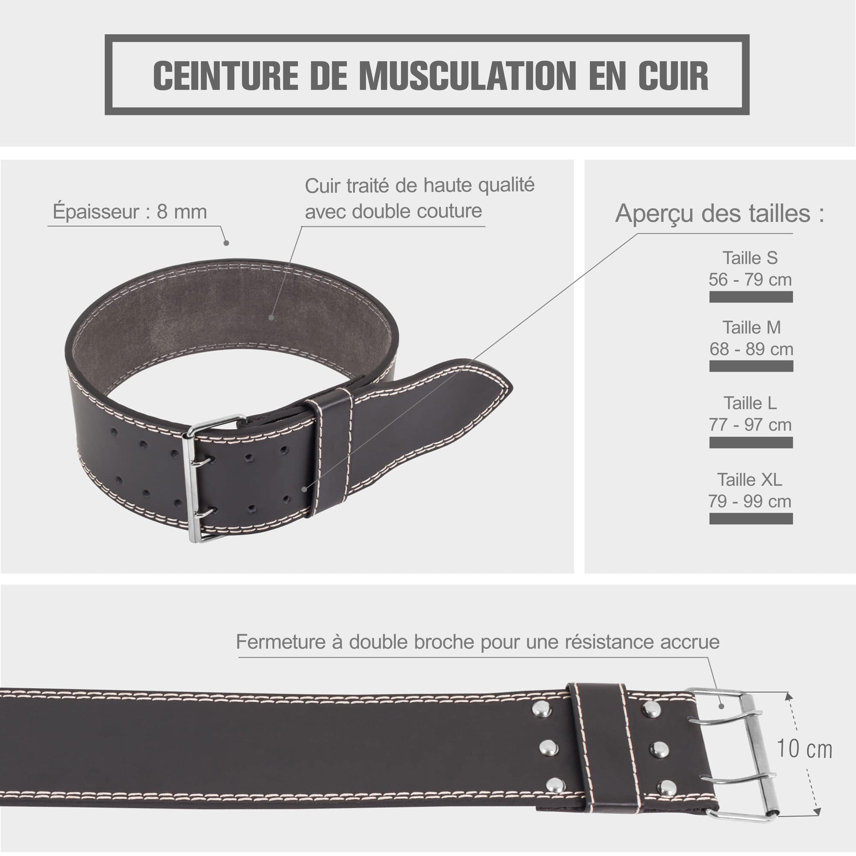 CEINTURE LOMBAIRE LARGE EN CUIR | MUSCULATION ET HALTÉROPHILIE | TAILLE AU CHOIX 4/7