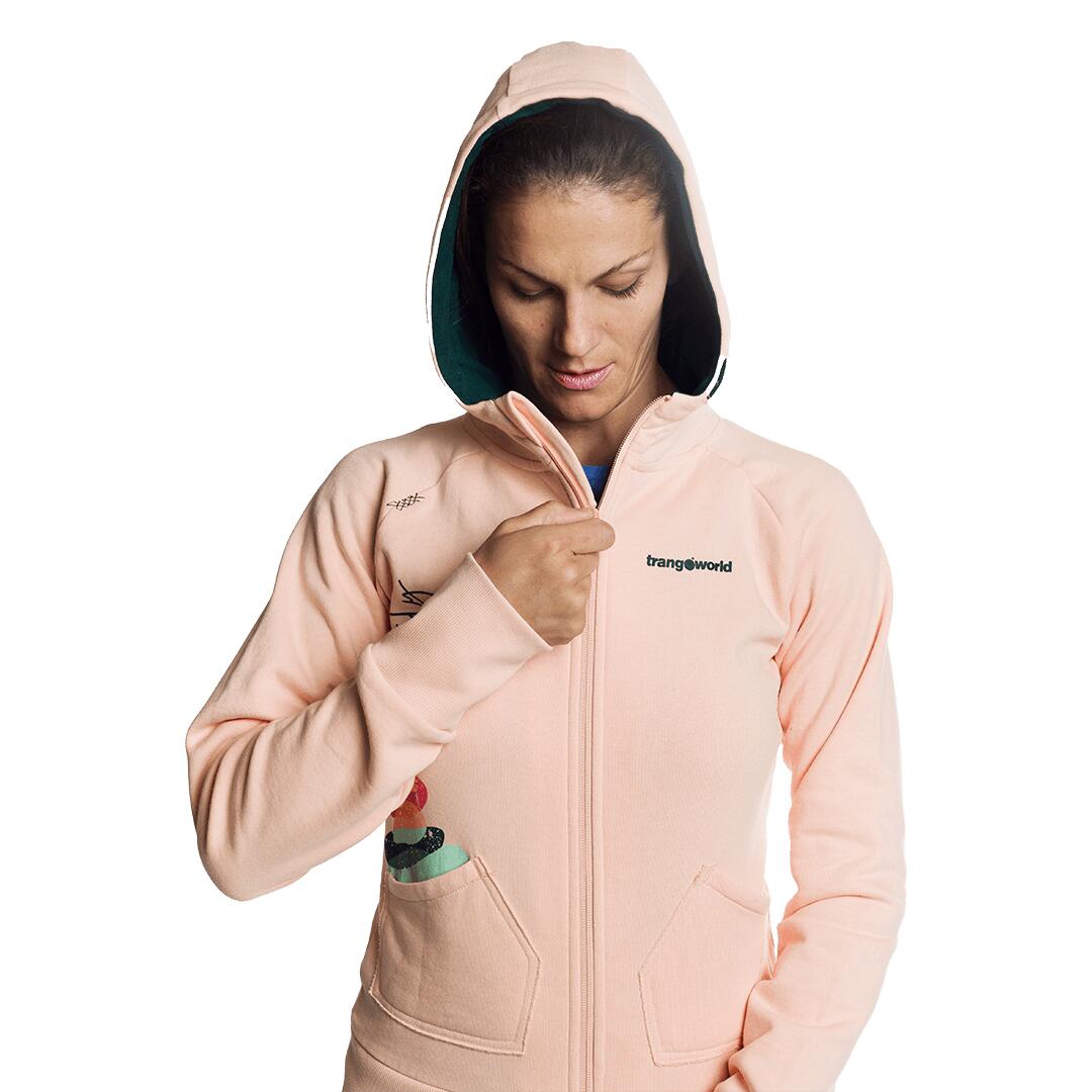 Sudadera con cremallera para Mujer Trangoworld Serenity Naranja/Verde 5/6